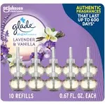 Glade PlugIns Refills Air Freshener, Scented and Essential Oils for Home and Bathroom, Lavender & Vanilla, 6.7 fl oz, 10 Count (Packaging May Vary)