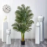 Nearly Natural Artificial Triple Stalk Golden Cane Palm Tree 6 ft. Indoor Green