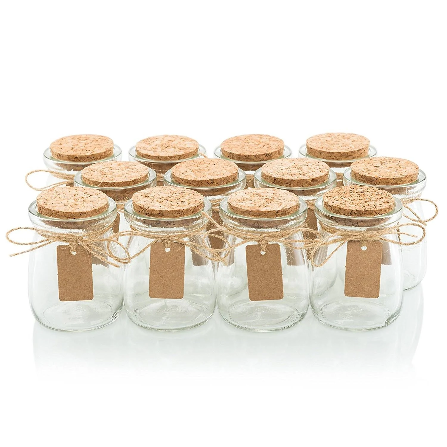 Small Glass Jars with Lids - Set of 12 Jars w/ 20 Labels and 15ft of Twine fo...