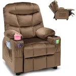 Costzon Kids Recliner Chair with Cup Holder, Adjustable Velvet Lounge 