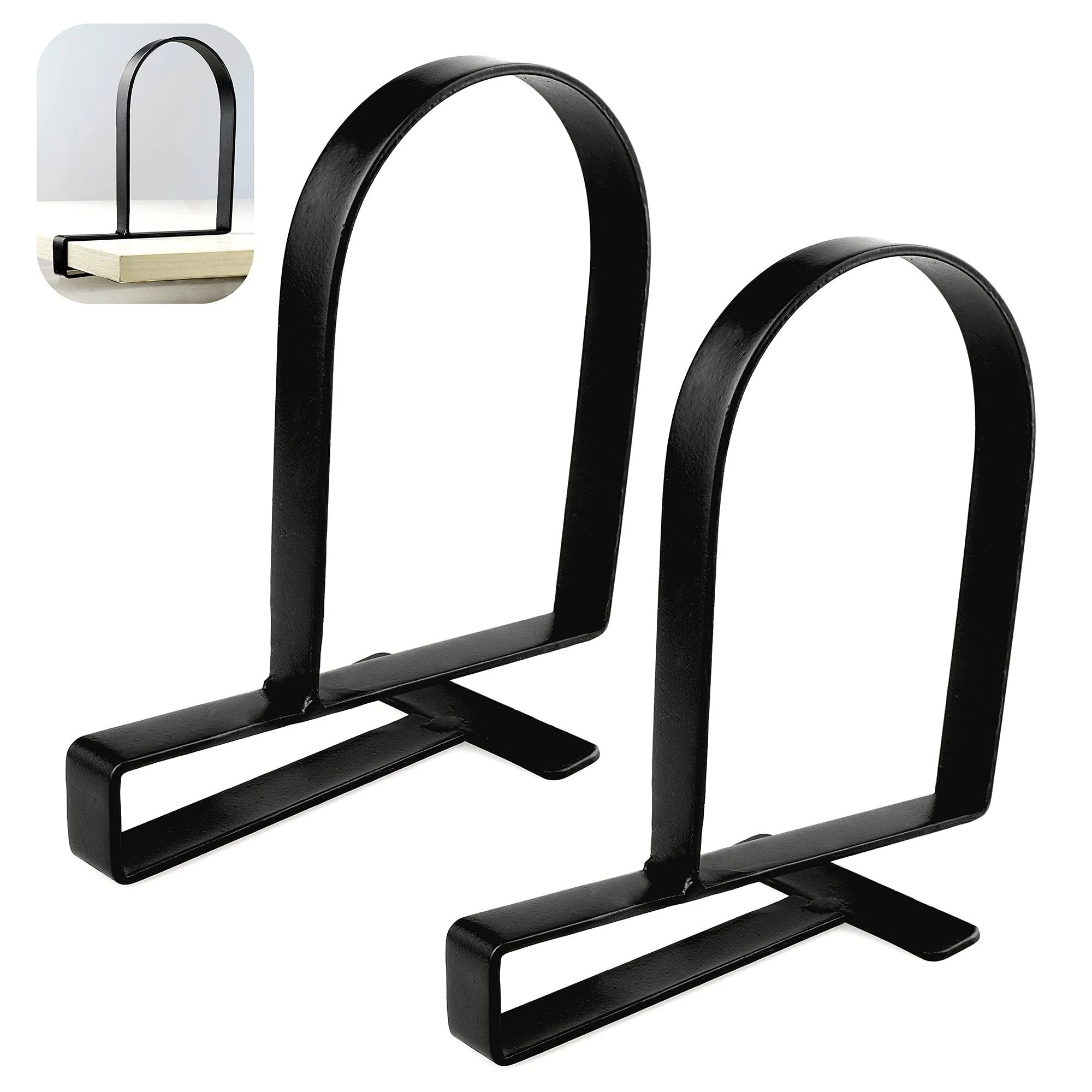 Yangshuo Bookends for Shelves - Heavy-Duty Clamped Book Ends Book Shelf Holders, Non-Skid Bookends Stoppers Supports (Black, 2)