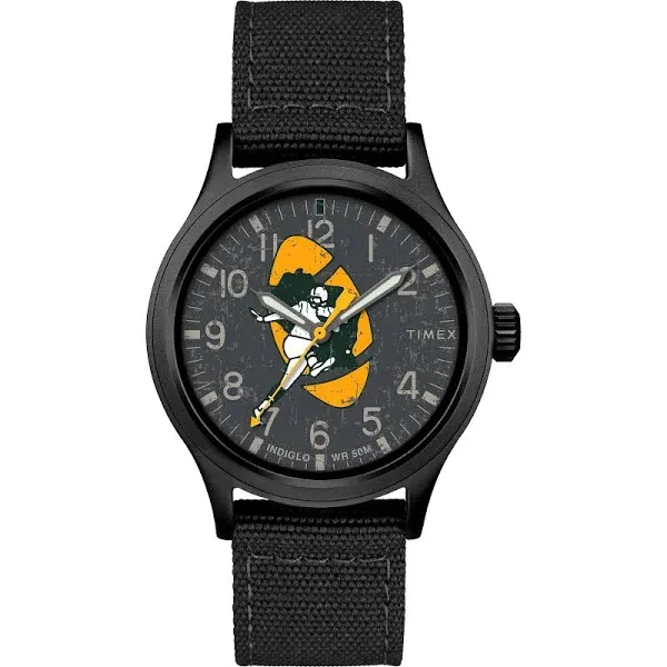 Men&#039;s NFL Scout 40mm Watch – Green Bay Packers with Black Fabric Strap