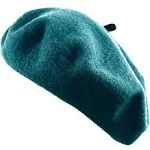 Women's French Beret Hat Solid Color Plain Wool Classic Traditional Artist Cap (Teal)