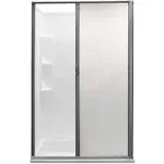 RecPro RV Retractable Rolling Shower Door Replacement | Woven Mesh with Vinyl (Platinum, 36" x 57")