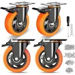 YUPEZOP 4 inch Caster Wheels, Casters Set of 4, Heavy Duty Casters with Brake 2200 lbs, Locking Industrial Swivel Top Plate Casters Wheels for