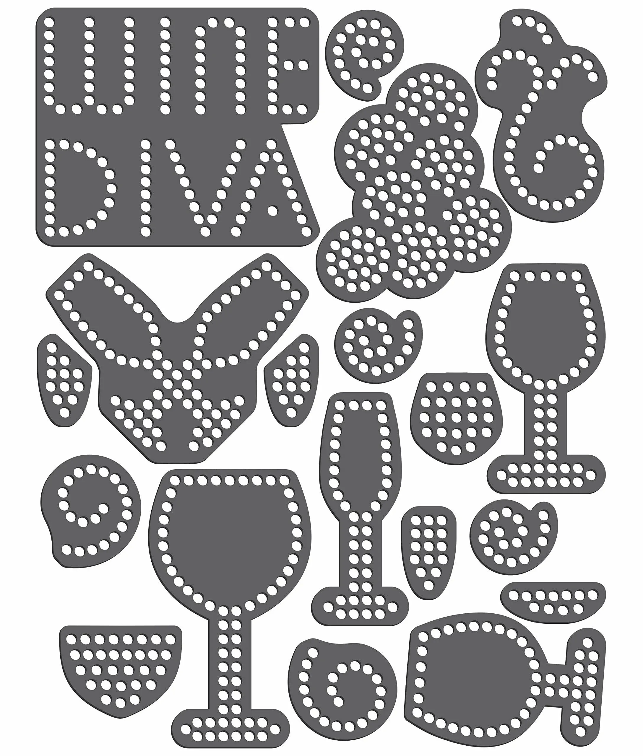 Rhinestone Genie Wine Diva Magnetic Rhinestone Template, Black