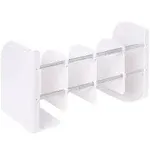 Adjustable BookEnds for Heavy Books, Heavy Duty Metal Book Ends for Shelves, Book Ends for Heavy Books, Non Skid Book Organizer for Home, Office, School, Large Capacity 4 Layers (Ivory White)