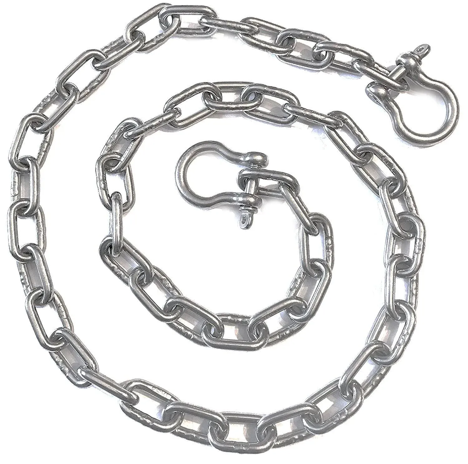 US STAINLESS 1/4" by 4 Foot US Stainless Stainless Steel 316 Anchor Chain 1/4" or 6mm by 4' Long Shackles - Boat