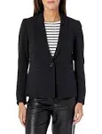 Kasper Crepe One-Button Blazer - Black