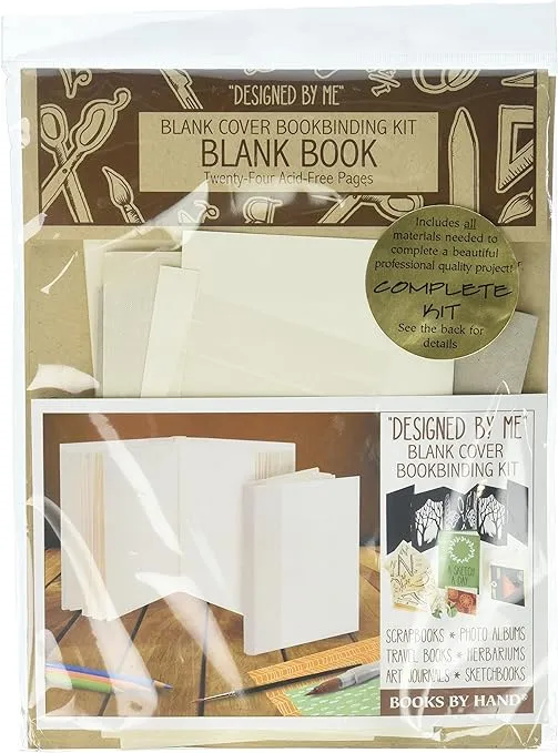 Lineco, Blank Cover Bookbinding Kits, 5.25 x 7.25 inch, Books by Hand Blank Book with 24 Acid-Free Pages, Ivory Color