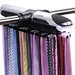 Primode Motorized Tie Rack Closet Organizer with LED Lights, Bonus Stainless Ste