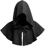 HAXICO Halloween Grim Cowl Cloak Medieval Wicca Pagan Hood Hat Cosplay Costumes Hooded Poncho for Men Women Black