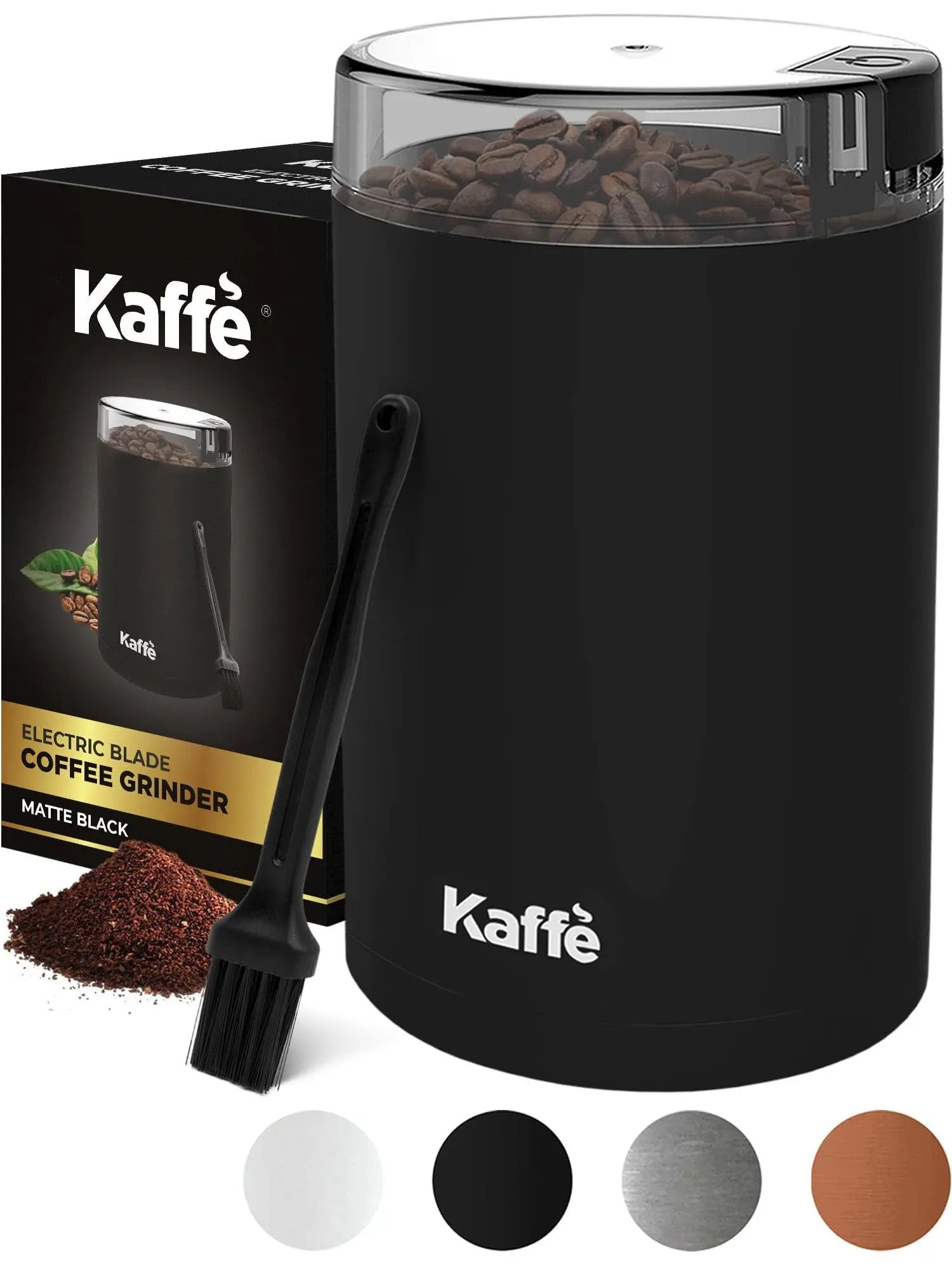 Kaffe KF2050 Electric Blade Coffee Grinder (Matte Black)