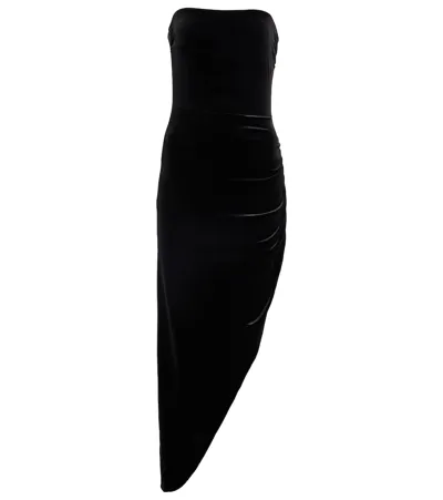 Strapless Ruched Stretch-jersey Midi Dress In Nero