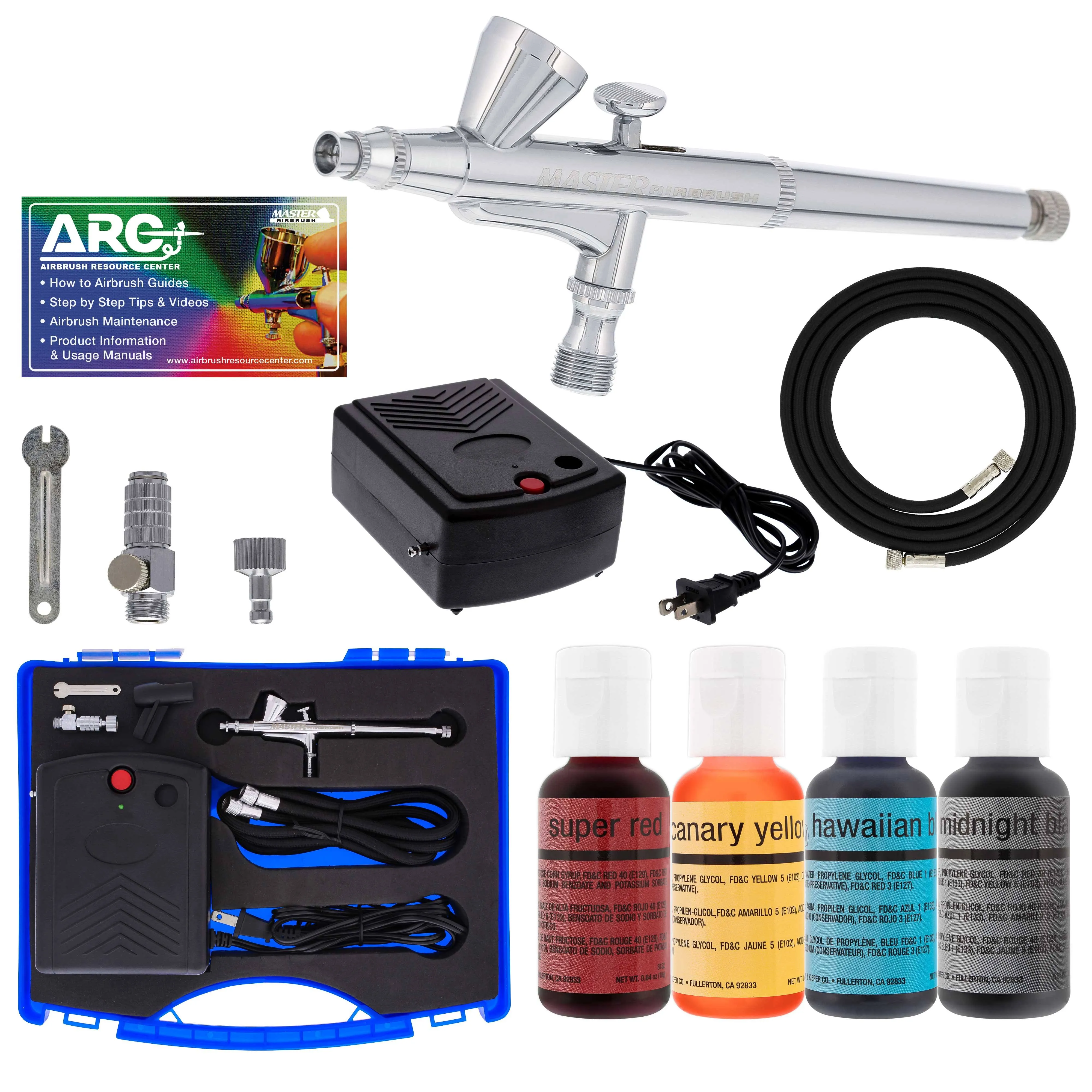 Complete Cake Decorating G34 Airbrush System Kit w-Food Color Set Compressor