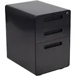 Flash Furniture Ergonomic 3-Drawer Mobile Locking Filing Cabinet with Anti-Tilt Mechanism & Hanging Drawer for Legal & Letter Files