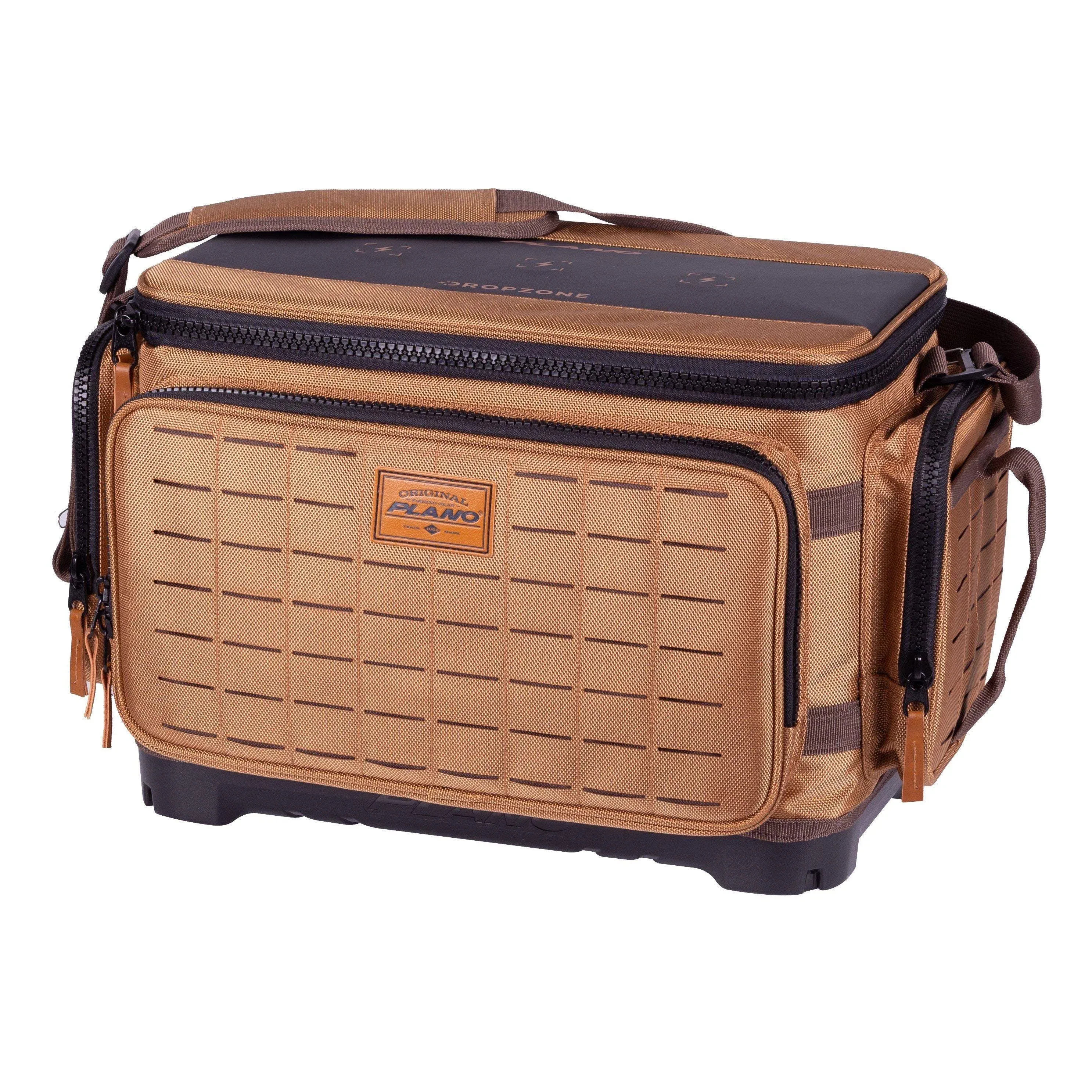 Plano Guide Series Tackle Bag | Premium Tackle Storage with No Slip Base and Included stows, Khaki with Brown and Black Trim