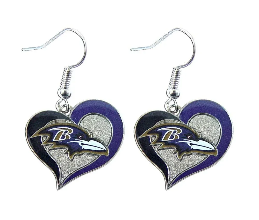 Baltimore ravens heart shaped earrings