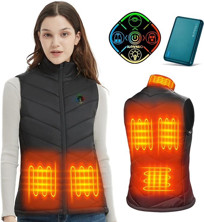 KOVNLO Heated Vest for Women with Battery Pack Included, Warming Slim Fit Rechargeable Electric Heating Vest