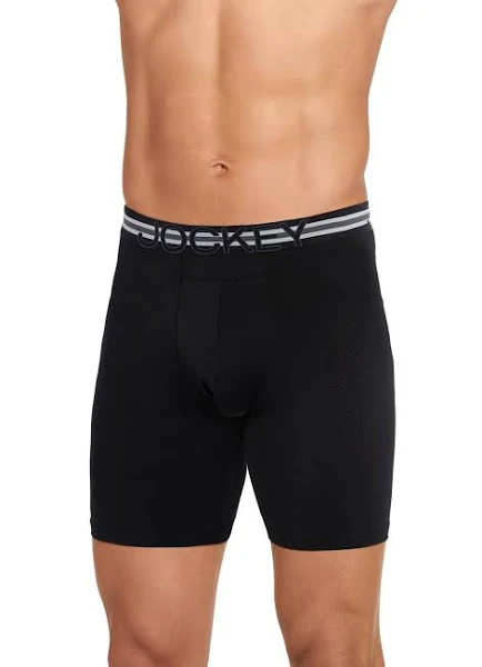 Jockey Men's Sport Stability Pouch Microfiber 9" Long Leg Boxer Brief XL Black