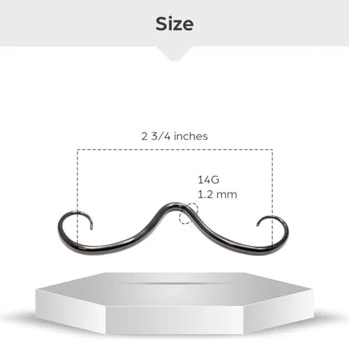 BodyJewelryOnline 316L Surgical Steel 16G Septum Mustache Nose Ring Hoop PVD Plated Mustache Septum Piercing Jewelry for Women Men