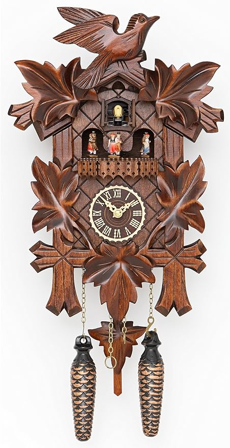 Trenkle Quartz Cuckoo Clock 5 Leaves, Bird, with Music TU 376 QMT