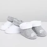 2 Pair Nike Baby Booties, Size 0-6 Months, Gray, White, Shower Gift B8 MP