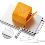 Cheese Slicer with Wire for Block Cheese - Heavy Duty Adjustable Cheese Cutter Board with 4 Replacement Wires - Stainless Steel Precise Scale for Clear Cuts