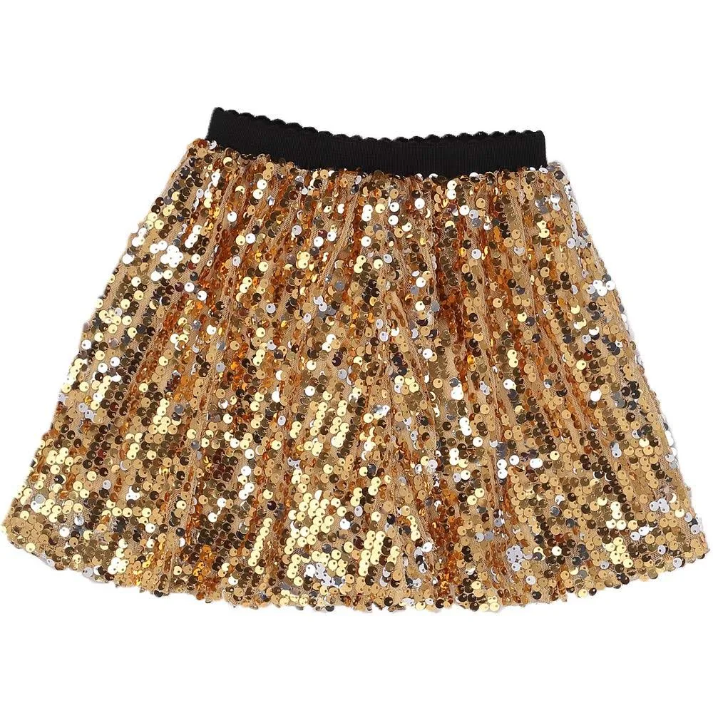 Flofallzique Girls Sequin Skirts Glitter Short Kids Sparkle Skirt Toddler Tutu Girls Clothes