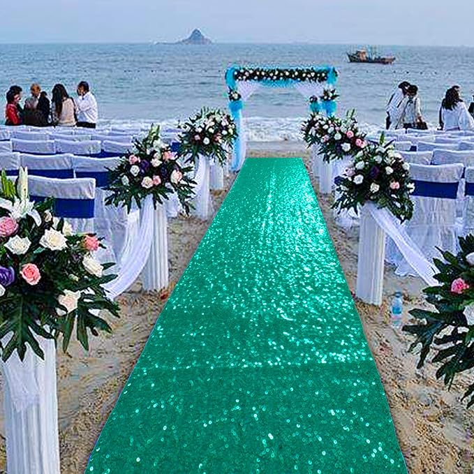 Aisle Runners for Weddings 2FTx15FT Green Sequin Aisle Runner Wedding Ceremon...