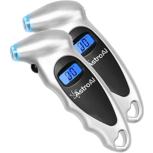 Digital Tire Pressure Gauge 150 Psi, 4 Settings LCD Display, Non-Slip Grip, for Car/Bike, for Gift (2 Packs)