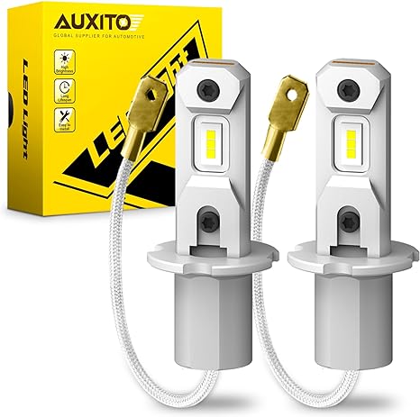 AUXITO H3 LED Fog Light Bulbs 6500K White, 300% Brighter CSP Chips, 1:1 Mini ...