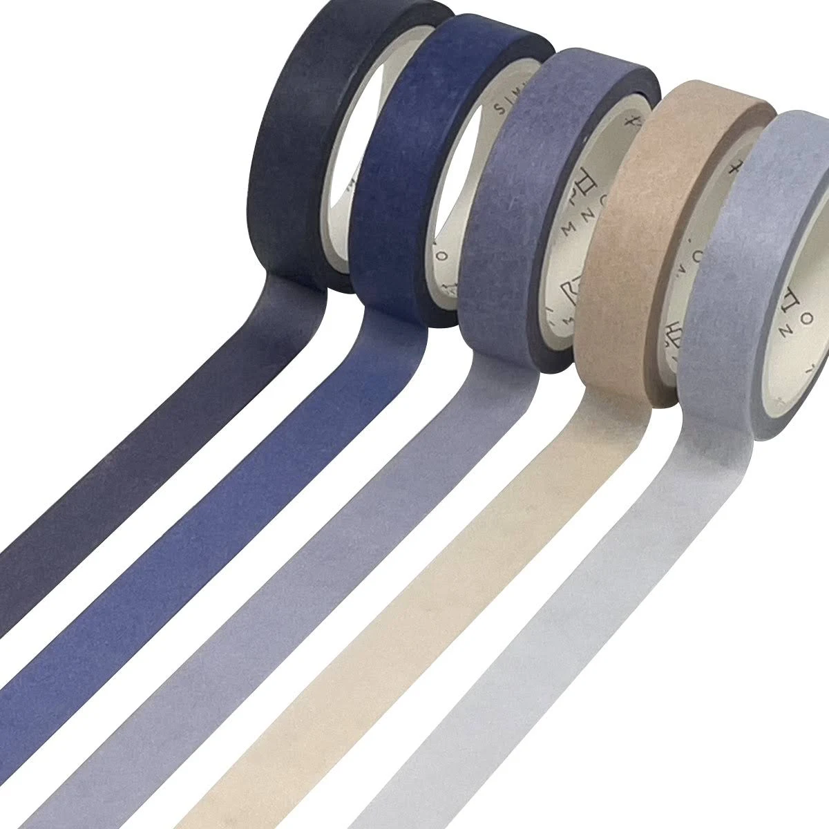 allydrew Solid Color Washi Tape (Set of 5), 10mm x 5M, Blue