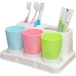 Family Size Toothbrush and Toothpaste Holder with 3-Cups