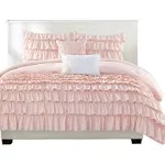 Intelligent Design Comforter Set Queen, Waterfall Multi Layers Ruffle Comforter Set, Shabby Chic Preppy Bedding Set, Soft Queen Comforter Set for Teen Girls, Toss Pillow, Full/Queen Blush 5 PieceIntelligent Design Comforter Set Queen, Waterfall Multi L…