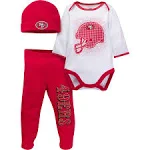 Gerber Unisex Baby NFL San Francisco 49ers Bodysuit, Footed Pant, & Cap Set