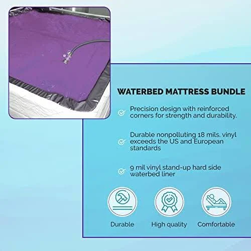 Waveless 90% Waterbed Hardside Mattress Bundle