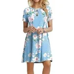 Ppyoung Women's Summer Casual T-Shirt Dresses Short Sleeve Boho Beach Dress, Size: Medium, Blue