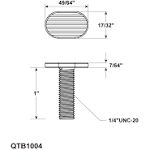 USA Made T-Slot Bolts 1/4”-20 Thread Size T-Bolts, 20 Pack (2")