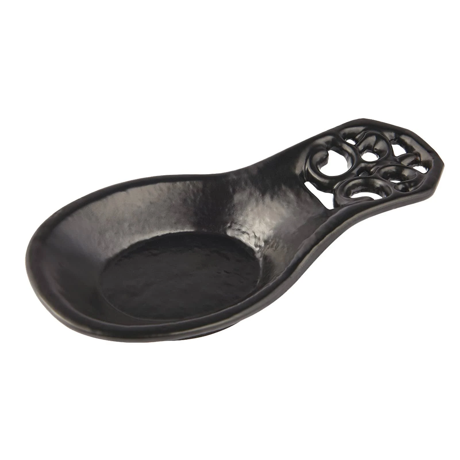 JOGREFUL Vintage Spoon Rest, Kitchen Spoon Rest Cast Iron Utensil Rest Ladle Spoon Holder for Cooking Home Decor, Black