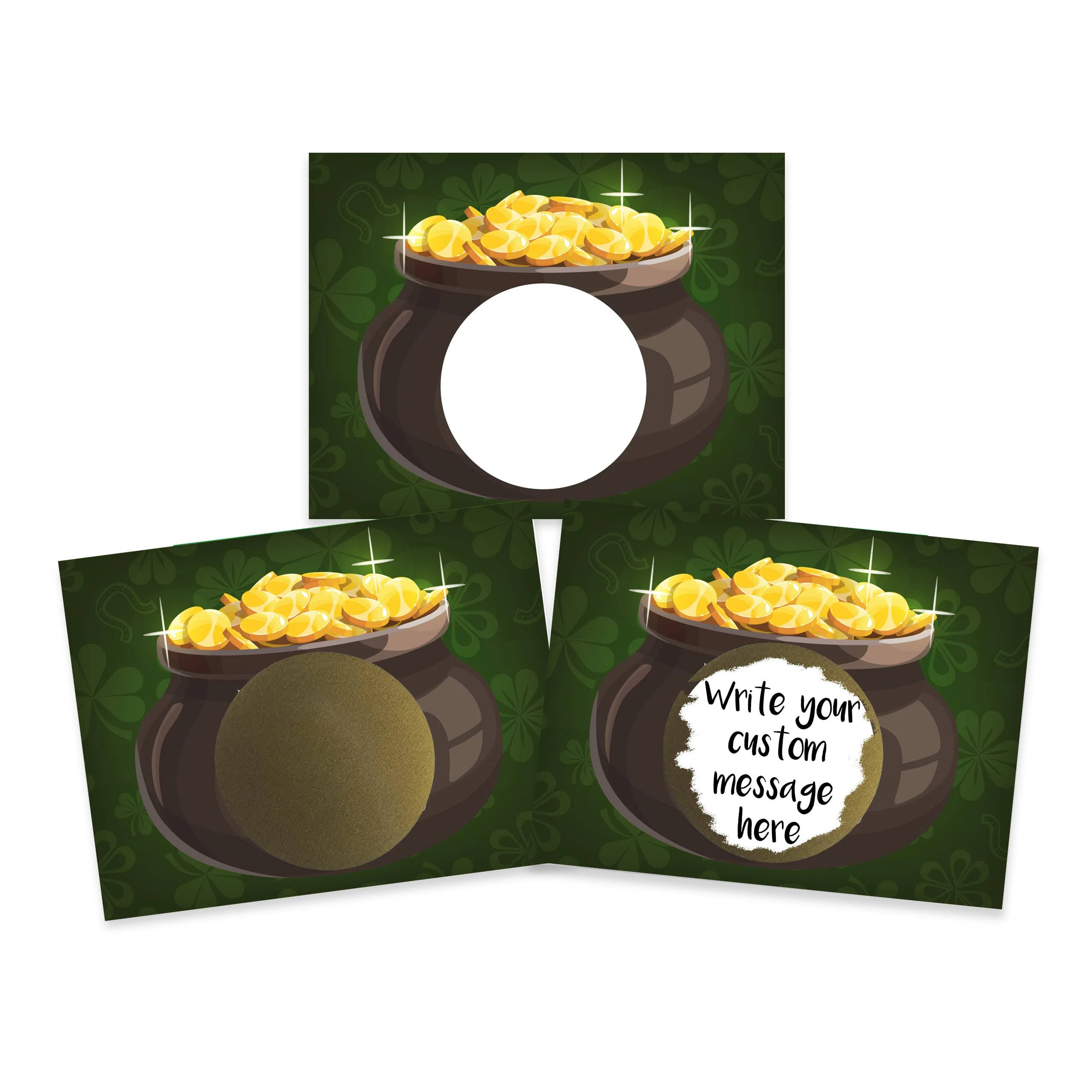 St. Patrick's Day Pot O' Gold DIY Make Your Own Scratch Off Card 20 Cards & 20 Scratch Off Stickers