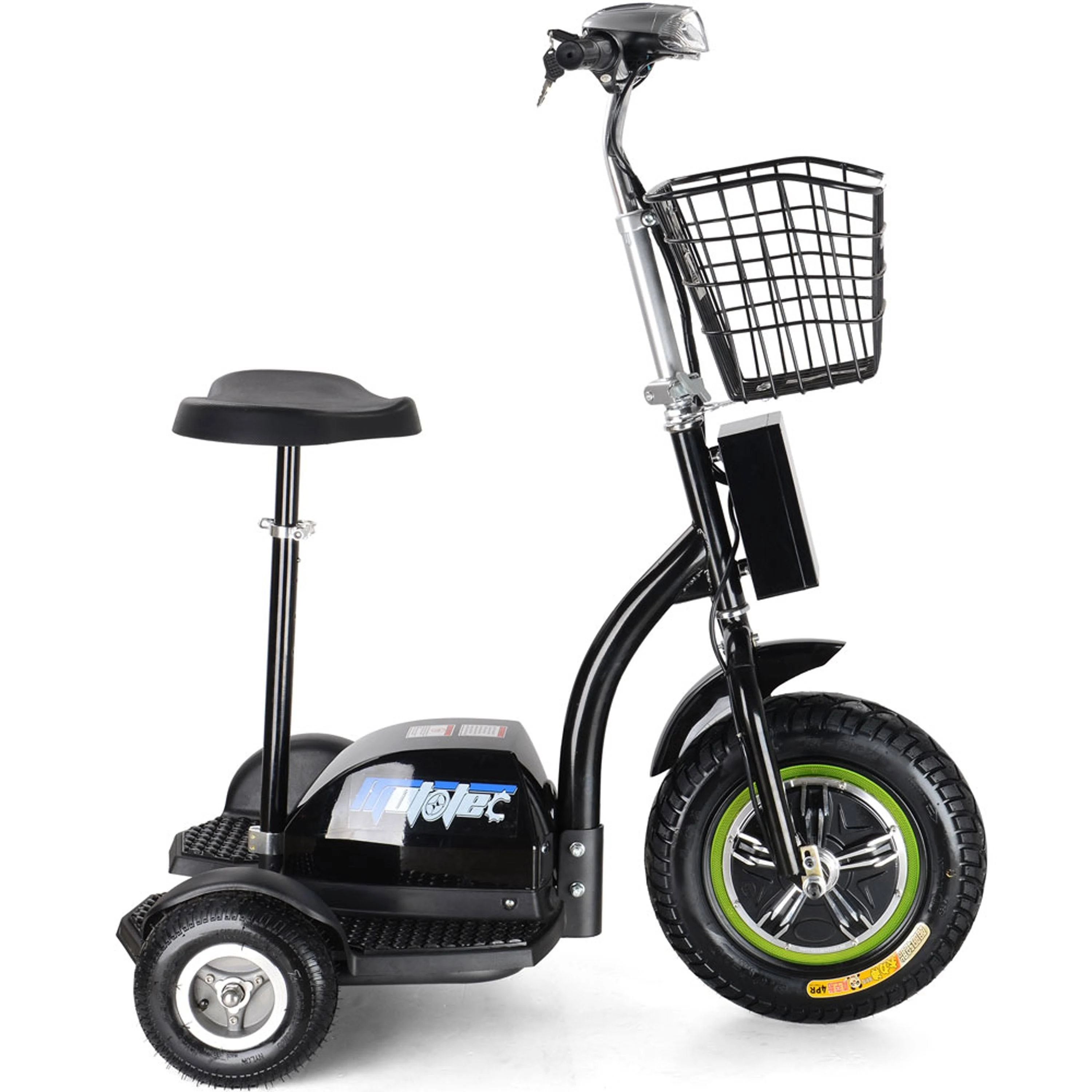 Easy-to-Operate Motorized Electric Personal Transporter Trike 48v 500w Black - 240LB Weight Capacity