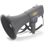 UZI High Power Loud Big Megaphone 50W, Real Siren, Bullhorn, Rechargeable Battery, Portable Professional Speaker, PA System, Adjustable Volume, Outdoor Activities, Coaching, Football, Baseball, Hockey