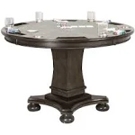 Sunset Trading 48" Round Vegas Dining and Poker Table | Reversible Game Top | Gray Wood