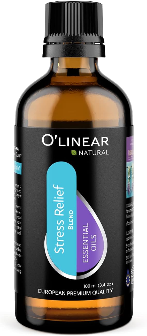 O’Linear Stress Relief Essential Oil Blends - Calming Essential Oil for Diffuser - Aromatherapy Relaxing Blend Oil - Essential Oils for Air Purifier 3.4 oz (100ml)