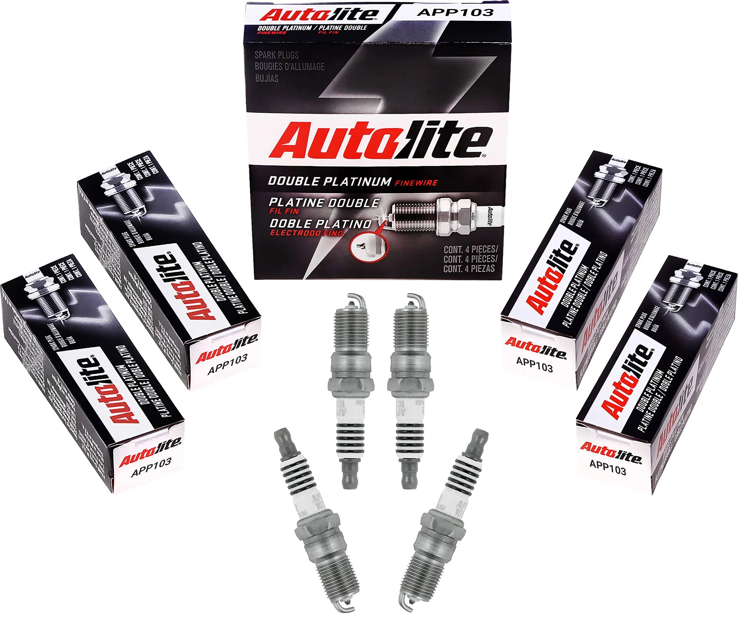 Autolite APP103 Double Platinum Automotive Replacement Spark Plugs (4 Pack)