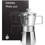 Crystal Glass-Top Stovetop Espresso Moka Pot 9 cup Coffee Maker, 360ml/12.7oz