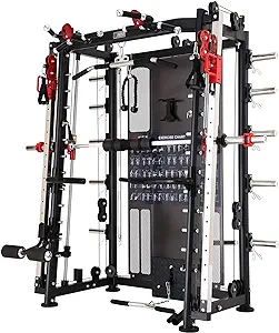 Altas Strength Home Gym Equipment Smith Machine with Pulley System Gym Squat Rack Pull Up Bar Upper Body Strength Training Leg Developer Light Commercial Fitness Equipment Included Accessories 3000Y