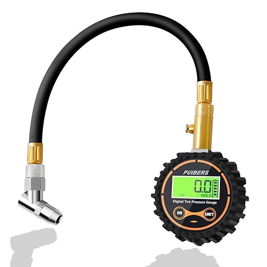 Tire Pressure Gauge Digital for Cars 200 PSI, Puibers Tire Gauges for Tire Pressure Digital with Flexible Hose and Backlight LCD Display, Car Tire Gauge for Car, Truck, SUV, Motorcycle