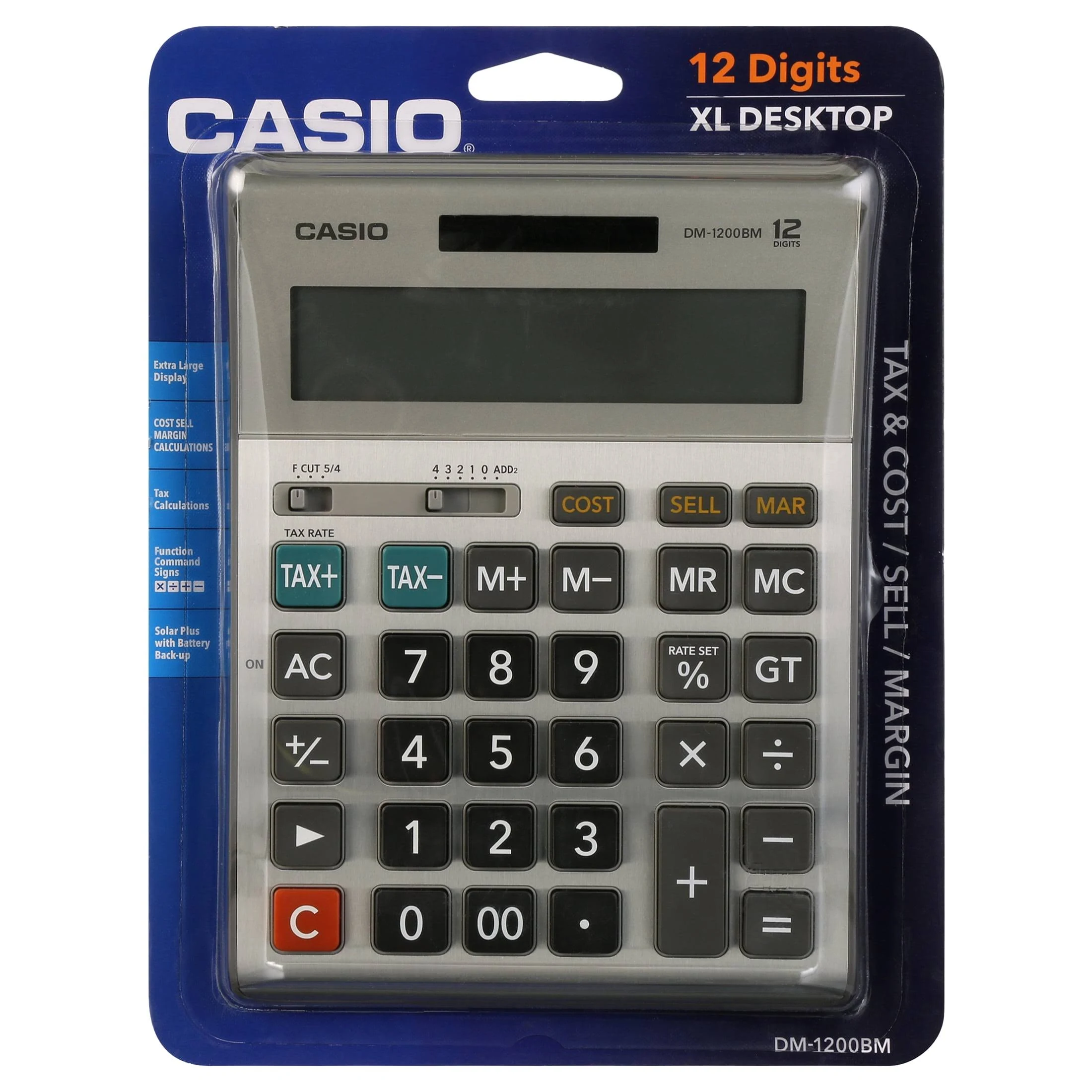 Casio DM-1200BM Desktop Calculator 12-Digit LCD, Multicolor